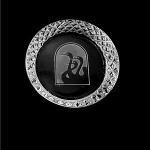 RARE SIGNED CLARENBRIDGE CRYSTAL GLASS 3 1/2" PAPERWEIGHT w/ 3 ETCHED SWANS